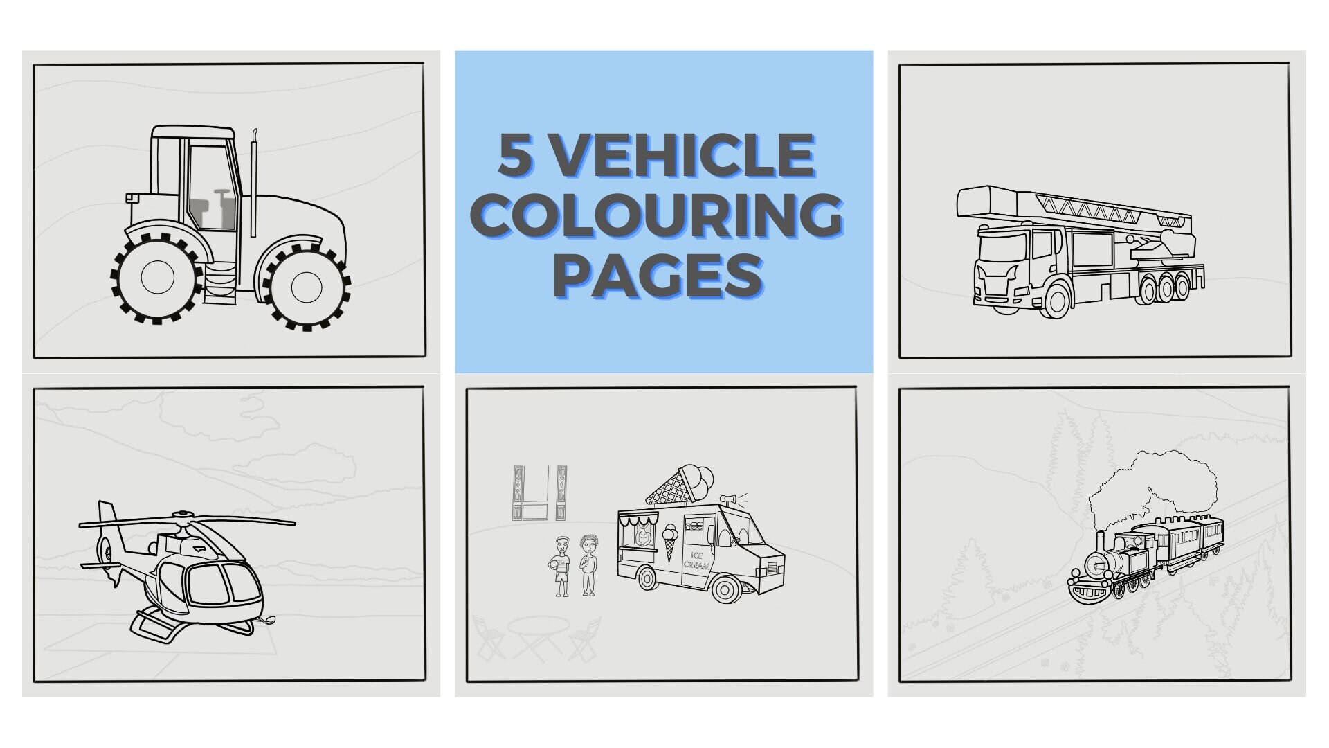 5 Vehicle Colouring Pages Colouring Pages for Kids 5 Etsy