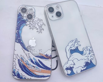clear cute Japanese Kanagawa Great Wave Phone Case for iPhone 14 13 12 Mini 11 Pro Max case iPhone X Xs XR max 7 8 14 Plus Case Gifts