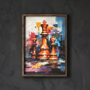 Colourful Chess, Chess piece, Digital Download, Watercolour Digital Art, Instant Download, Chess Art, Chess art, Wall art, Chess Print