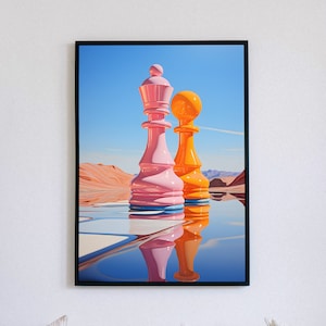 Candy Chess pieces in desert, Chess piece, Digital Download, Digital Art, Instant Download, Chess Art, Chess art, Wall art, Chess Print