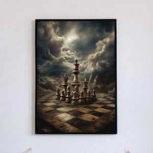 Chess Universe poster, Digital Download, Watercolour Digital Art, Instant Download, Chess Art, Chess art, Wall art, Print, Universe, Clouds
