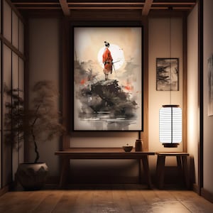 Japanese Female SamuraI, Martial Artist Poster, Girl With a Sword, Digital Art, Instant Download, Wall Print, Onna-bugeisha, Woman Warrior