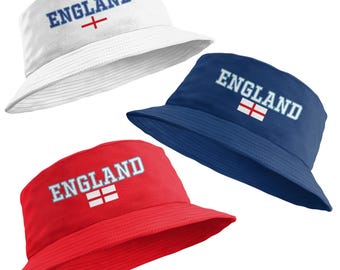 INGLATERRA 98 Fútbol Estilo Retro Eurocopa Copa Mundial Bandera de San Jorge - Sombrero de Pesca tipo Cubo
