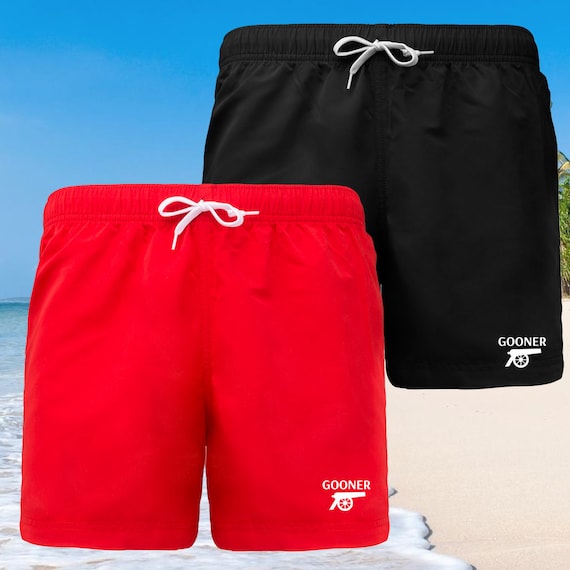 Gooner Arsenal AFC Print Swim Shorts BLACK RED All Sizes Etsy