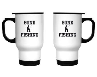 Taza térmica GONE FISHING de acero inoxidable de primera calidad, aislada para té y café - Para exteriores