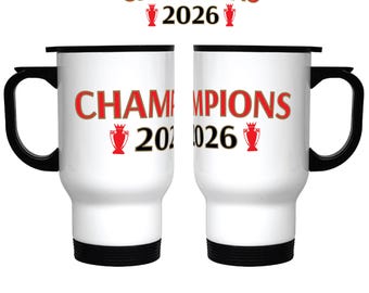 Champions 2026 Travel Mug – Insulated Stainless Steel Cup with Handle