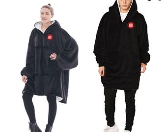 SUNDERLAND Ha'way the Lads BLACK Badge Warm Cozy Snoodie Style Fleece Oversized Hoodie Blanket Adult Hooded