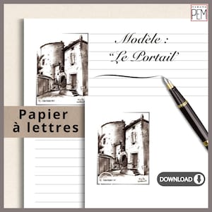 Papelería “Le Portail”. Modelo listo para imprimir. Se incluyen 2 formatos A4: con y sin líneas (PDF+JPG) + líneas en el reverso del PDF.