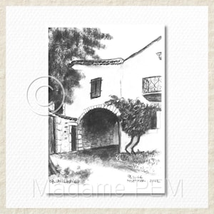 Ruelle de village (Ardèche) : 2 affiches + 1 carte postale. A IMPRIMER.  Téléchargement instantané.