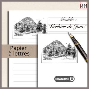 "Gerbier de Jonc" (Ardèche) letter paper. Ready for printing. 2 A4 formats included: with and without lines (PDF+JPG) + lines on the back of the PDF.