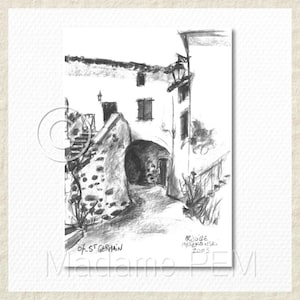 Ruelle de St Germain- Village d'Ardèche- A IMPRIMER -  2 affiches + 1 carte postale - Téléchargement immédiat