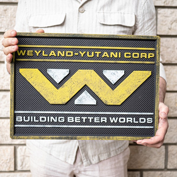 Weyland Yutani Alien Xenomorph 3D Sign. Nostromo Xenomorph Giger movie wall art. 12 x 17 x 1 inch / 30x40 cm.