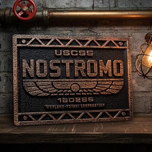 USCSS Nostromo Alien movie wall carving. Weyland Yutani 3D Sign. Xenomorph Giger art. 12 x 17 x 1 inch / 30x40 cm.