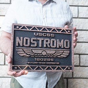USCSS Nostromo Alien movie wall carving. Weyland Yutani 3D Sign. Xenomorph Giger art. 12 x 17 x 1 inch / 30x40 cm.