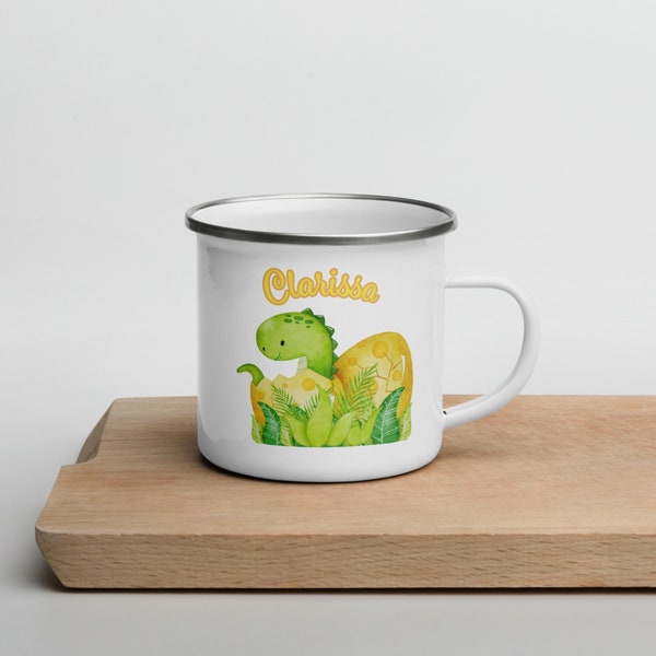 Kids Personalizable Customizable Dino Enamel Mug