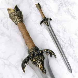 Handgefertigtes Wikingerschwert-Set aus Damaszenerstahl mit Scheide – Sammlerstück, mittelalterliche Replik, 91 cm. Ideales Geschenk für Männer, z. B. zum Jahrestag, zu Weihnachten oder zur Hochzeit. Bild 18