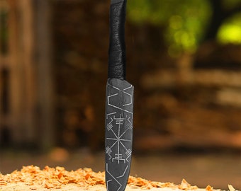 Hand Forged Viking Knife: Odin's Raven Head Hilt, Medieval Seax Style