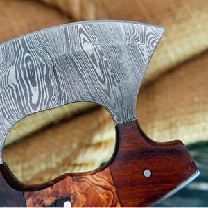 Handmade Damascus Ulu Knife.Alaskan Mezzaluna Ulu Knife, Salad Veggies Rocker Chopper Slicer Cutter.Anniversary Birthday Christmas Gift image 3