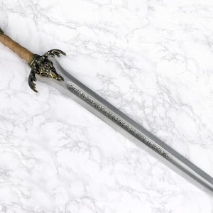 Handgefertigtes Wikingerschwert-Set aus Damaszenerstahl mit Scheide – Sammlerstück, mittelalterliche Replik, 91 cm. Ideales Geschenk für Männer, z. B. zum Jahrestag, zu Weihnachten oder zur Hochzeit. Bild 15