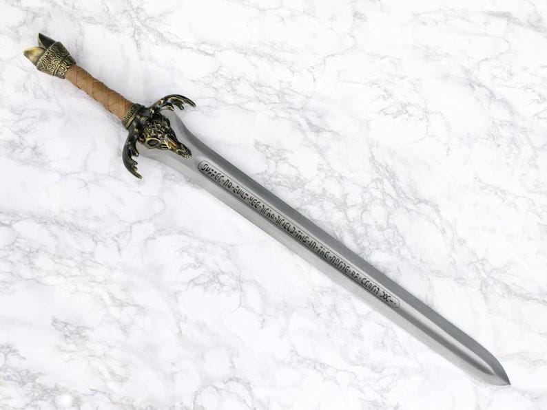 Handgefertigtes Wikingerschwert-Set aus Damaszenerstahl mit Scheide – Sammlerstück, mittelalterliche Replik, 91 cm. Ideales Geschenk für Männer, z. B. zum Jahrestag, zu Weihnachten oder zur Hochzeit. Bild 15