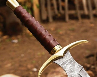 Handmade Damascus Steel Viking Sword with Scabbard – Collectible Medieval Replica, 36” Real LARP  sword.Anniversary Christmas Wedding Gift