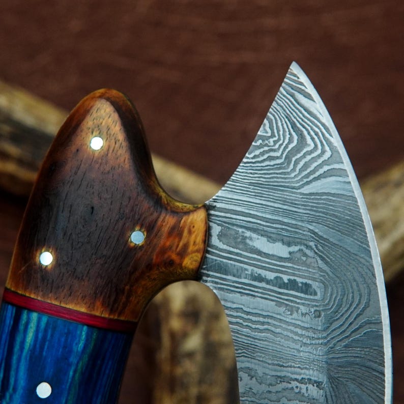 Handmade Damascus Ulu Knife.Alaskan Mezzaluna Ulu Knife, Salad Veggies Rocker Chopper Slicer Cutter.Anniversary Birthday Christmas Gift image 7