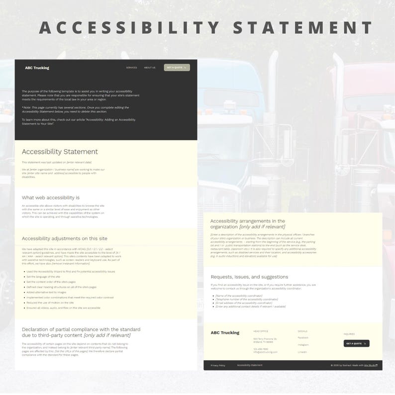 Trucking Business Wix Website Template Free Mobile Website Fully