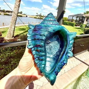 Seashell Resin Jewelry Holder Trinket Dish, 3 Styles, Color-shift Detail or Custom Colors