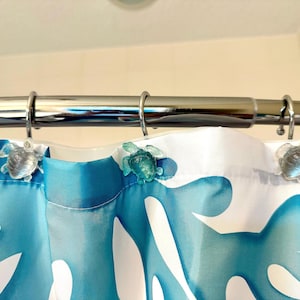 Sea Turtle Shower Hooks – Coastal Bathroom Decor, Custom Resin Colors or Crushed Shells