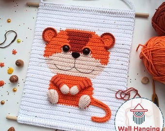 Baby Tiger Crochet Pattern: Jungle Nursery Wall Hanging (PDF Pattern)
