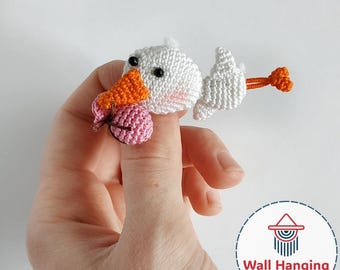 Storch Brosche Häkelanleitung PDF, Amigurumi Baby Shower Geschenk, Mini Vogel DIY (Digitaler Download)