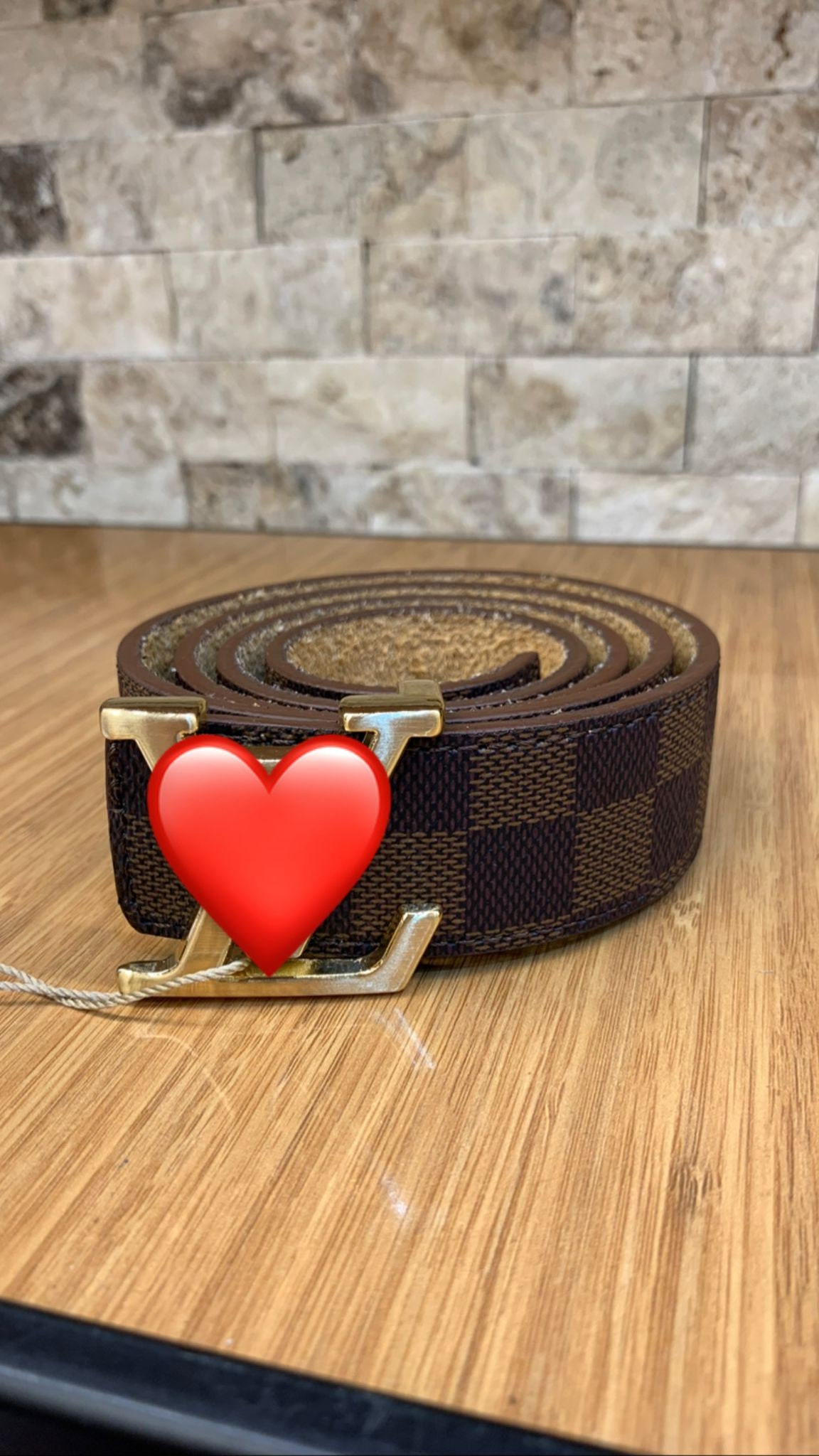Thắt lưng Louis Vuitton Damier 40mm Reversible Belt logo caro like auth #64 Thắt lưng Louis Vuitton Damier 40mm Reversible Belt logo caro like auth