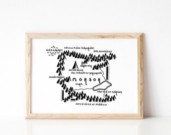 MORDOR | Middle Earth | Map | Artwork | Hand Drawn Map | Art | Minimalist Art | Wall Art | Office Art