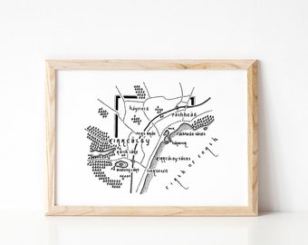 KIRKCALDY | Fife | Map | Artwork | Hand Drawn Map | Art | Minimalist Art | Wall Art | Office Art