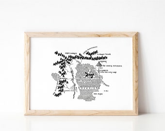 THE LONELY MOUNTAIN | Original Drawing | Fictional Map | Middle Earth  | Hand Drawn Map | Minimalist Art | Wall Art | Office Art