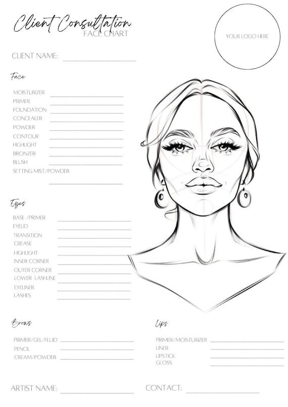 Makeup Face Chart, Face Chart Practice Sheets, Printable Make up Practice  Sheets, Blank Face Chart Printable, Blank Make up Chart, Download