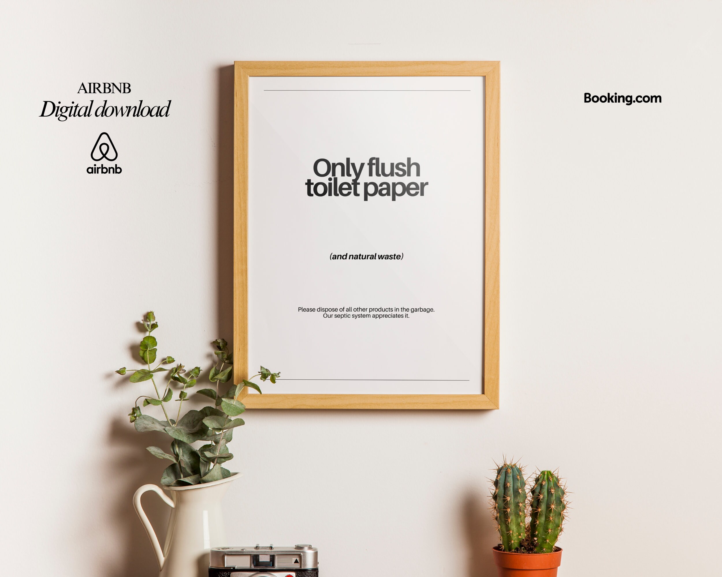 Printable Airbnb Toilet Sign /digital Download /A4 Format /stylish ...