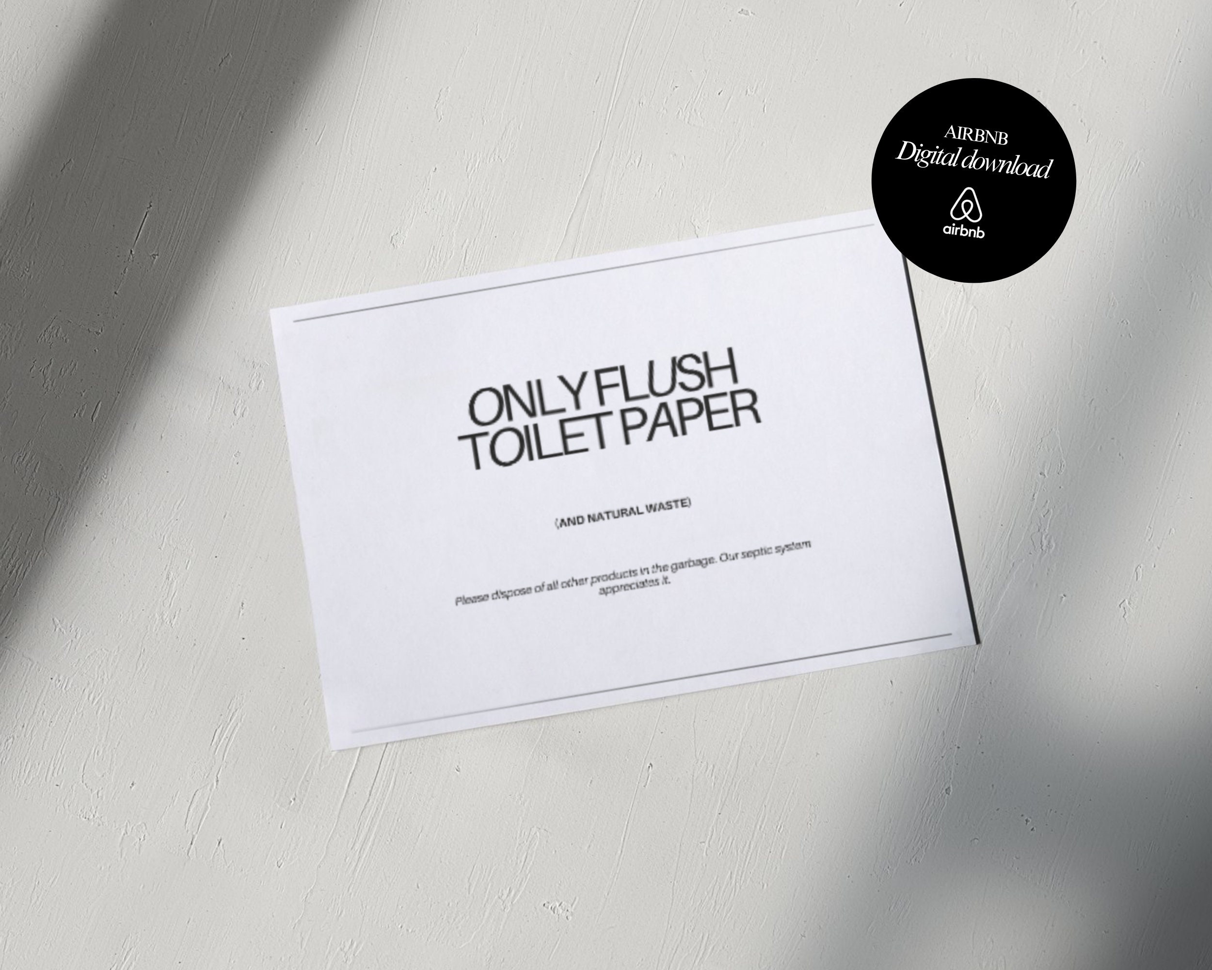 Printable Airbnb Toilet Sign /digital Download /A4 Format /stylish ...