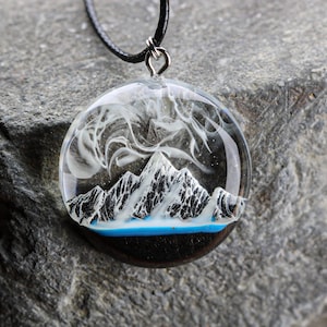 Wood resin jewelry Aurora borealis Wood resin necklace  Resin wood pendant Gift for Her Birthday gift gift for girlfriend gift for boyfriend