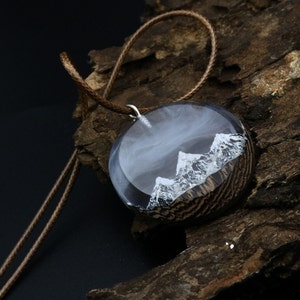 Wood resin jewelry Aurora borealis Wood resin necklace  Resin wood pendant Gift for Her Birthday gift  anniversary gift