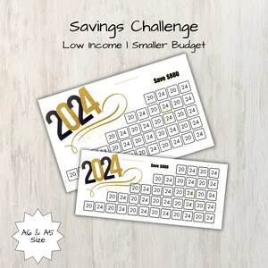 Savings Challenge | 2024 Challenge | Low Income | Fits A6 and A5 Size Cash Envelopes & Budget Binders | Printable Savings Challenge