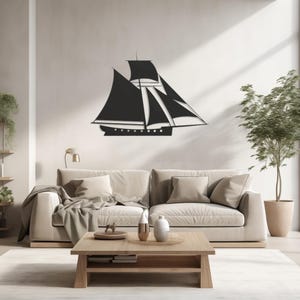 Arte de Pared de Barco de Vela en Metal, Decoración Náutica, Aventura Marítima, Navegación Oceánica, Tema de Navegación, Viaje Sereno