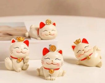 Figurine de chat porte-bonheur - Statue de chat Maneki Neko Fortune pour la prospérité et la bonne chance