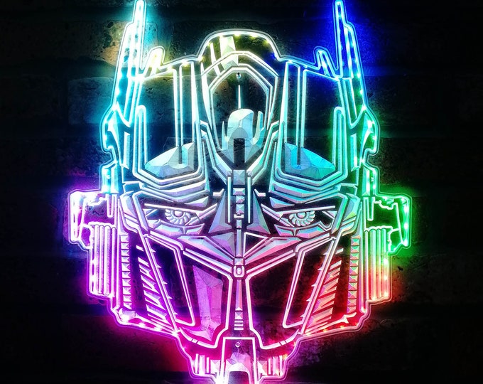 Transformer Autobot 3D Light Wall Sign, Optimus Prime Bumblebee LED Art, cambio de modo de varios colores, regalo de cumpleaños, regalo de Navidad