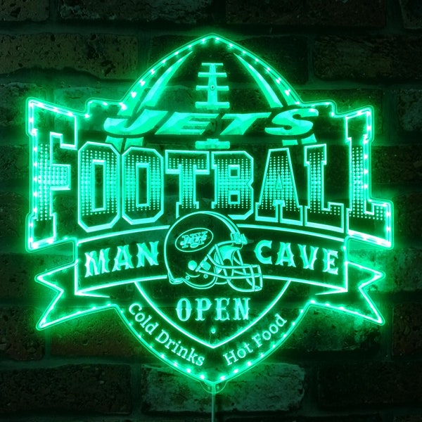 New York Jets RGB LED Sign, Custom Football Sports Bar Decor, Multi Colors Changing, Man Cave Gift, Gift for Him