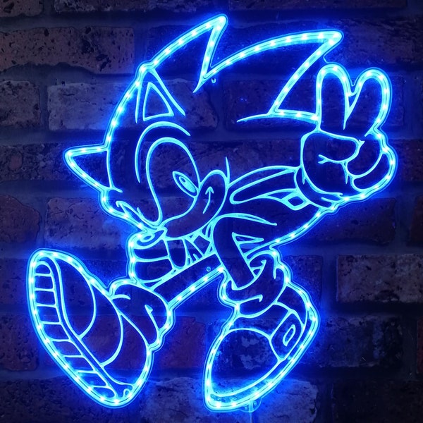 Sonic 3D Nachtlicht Wandschild, Benutzerdefinierte Schlafzimmer Nachtlicht Zeichen, mehrere Farben ändern sich, Geburtstagsgeschenk, Kinderzimmer Dekor