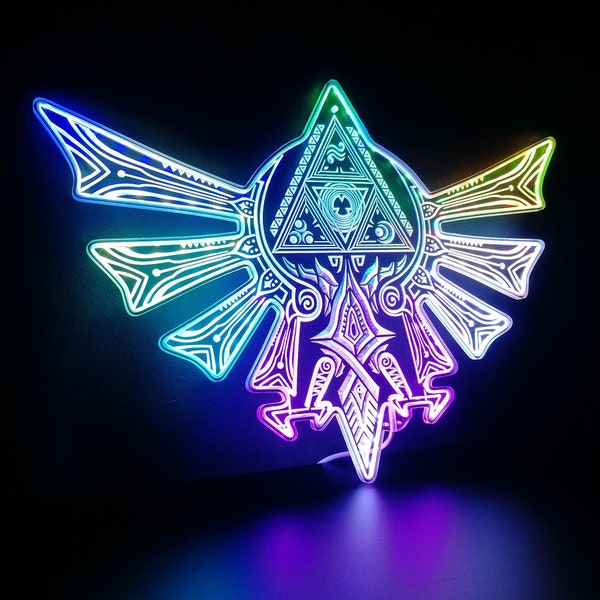 Enseigne murale lumineuse 3D Zelda Triforce, enseigne LED glam personnalisée pour salle de jeux, couleurs changeantes, cadeau d'anniversaire, cadeau de Noël, cadeau pour gamers