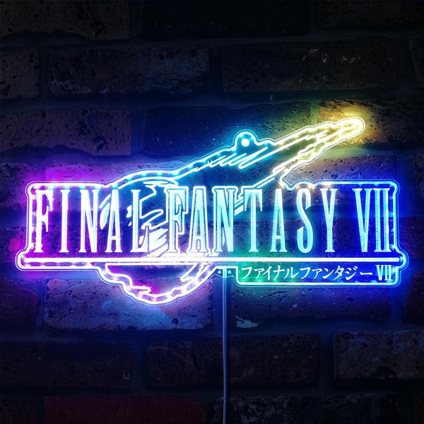 Final Fantasy VII 3D Licht Wandschild, Spielzimmer LED Schild, Multi Farben Mode Änderung, Geburtstagsgeschenk, Weihnachtsgeschenk, Weihnachtsgeschenk