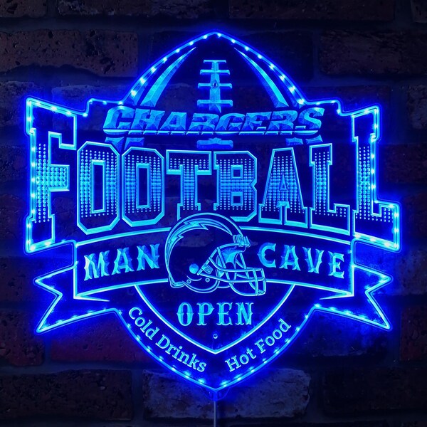 San Diego Chargers Man Cave RGB LED Sign, Custom Football Sports Club Bar Decor, Multi Colors Changing, Man Cave Gift, Gift for Him