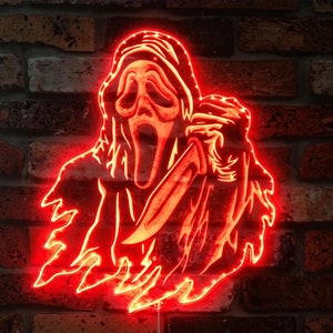Ghost Face 3D Light Sign, Scream Halloween Horror Film LED Sign, Multi Colors Mode Changing, Birthday Gift, Christmas Gift, Gift for Him